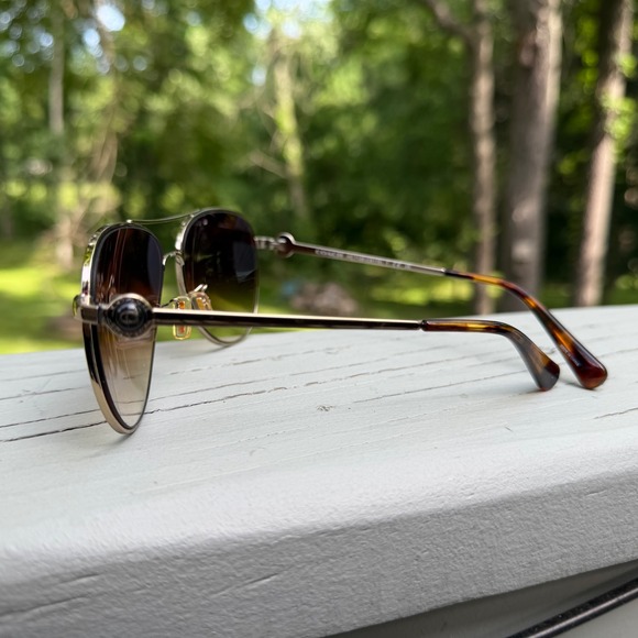 Coach Aviator Sunglasses Women 58mm Gold HC 7128 Brown Gradient Lenses main image 4